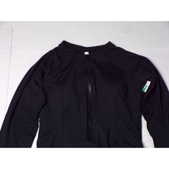 SOLD SEA LEVEL Long Sleeve Rashguard Zip Front Swimsuit Black 14 $110 - Picture 5 of 6